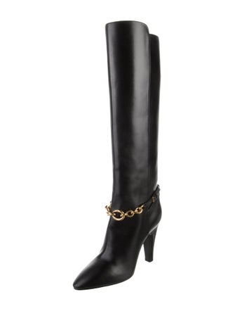 Saint Laurent Leather Chain-Link Accents Boots