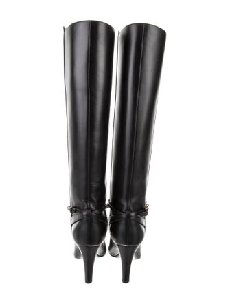 Saint Laurent Leather Chain-Link Accents Boots