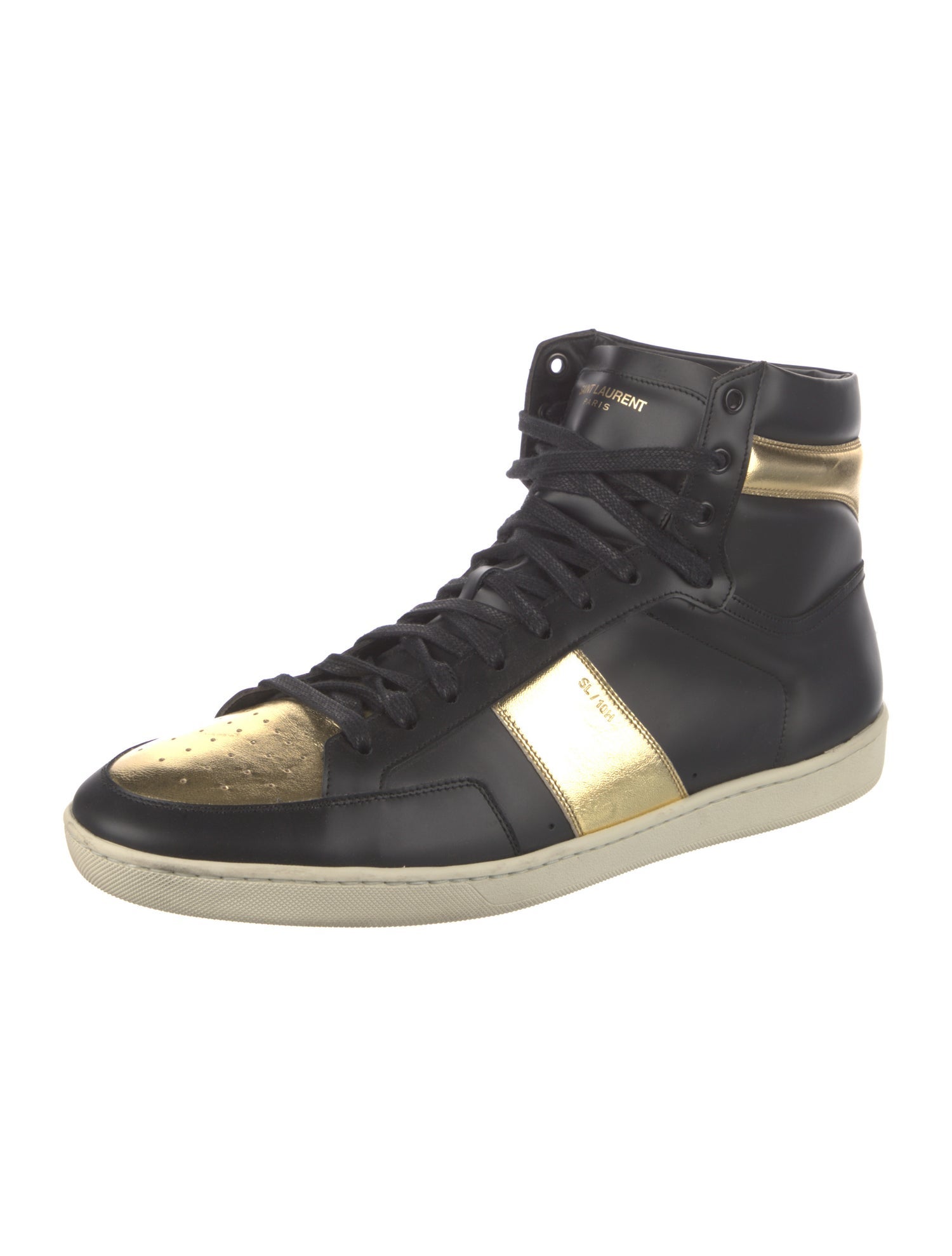 Saint Laurent Leather Colorblock Pattern Sneakers