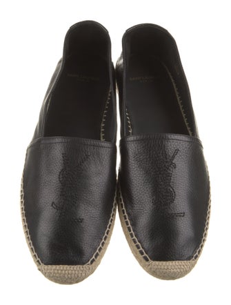 Saint Laurent Leather Embroidered Accent Espadrilles