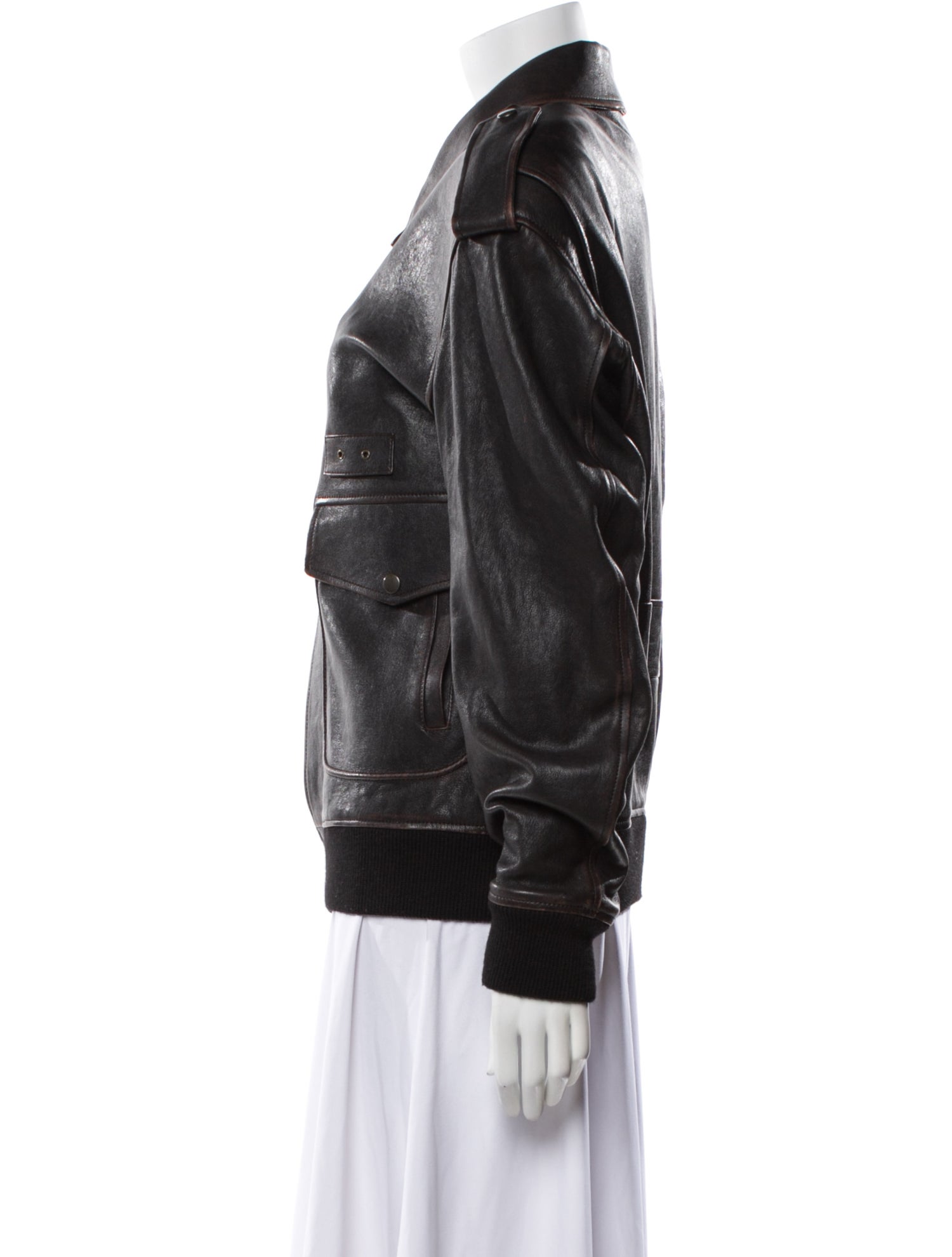 Saint Laurent 2023 Lamb Leather Bomber Jacket