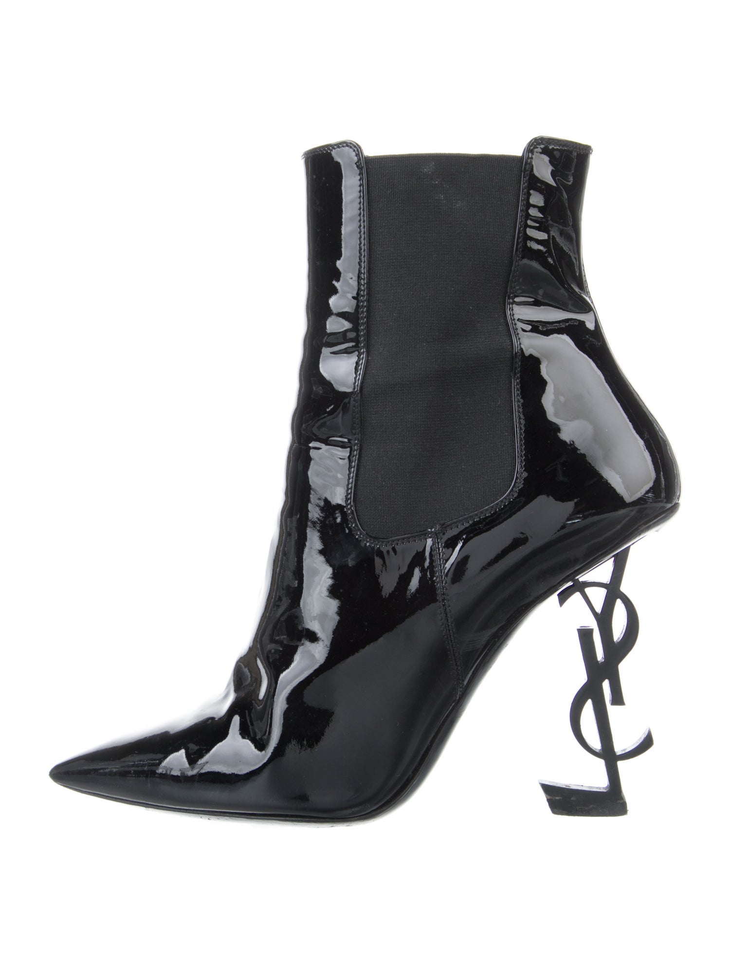 Saint Laurent Signature Logo Patent Leather Boots
