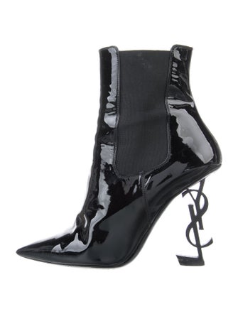 Saint Laurent Signature Logo Patent Leather Boots