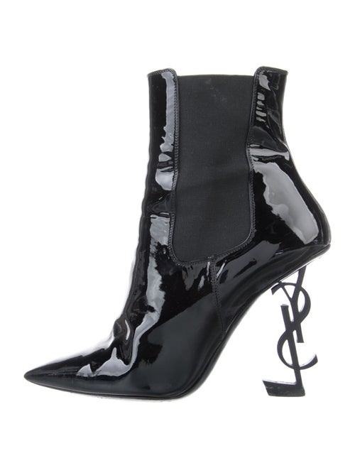 Saint Laurent Signature Logo Patent Leather Boots