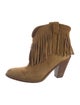Saint Laurent Suede Fringe Trim Accent Western Boots