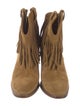 Saint Laurent Suede Fringe Trim Accent Western Boots
