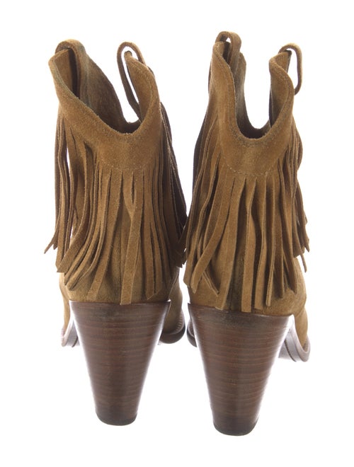 Saint Laurent Suede Fringe Trim Accent Western Boots