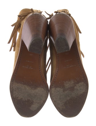 Saint Laurent Suede Fringe Trim Accent Western Boots