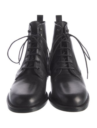 Saint Laurent Leather Lace-Up Boots