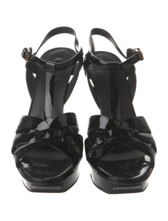 Saint Laurent Patent Leather T-Strap Sandals