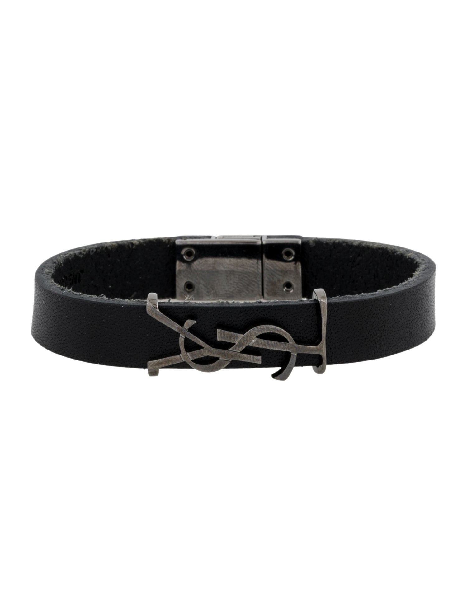 Saint Laurent Leather YSL Monogram Bracelet
