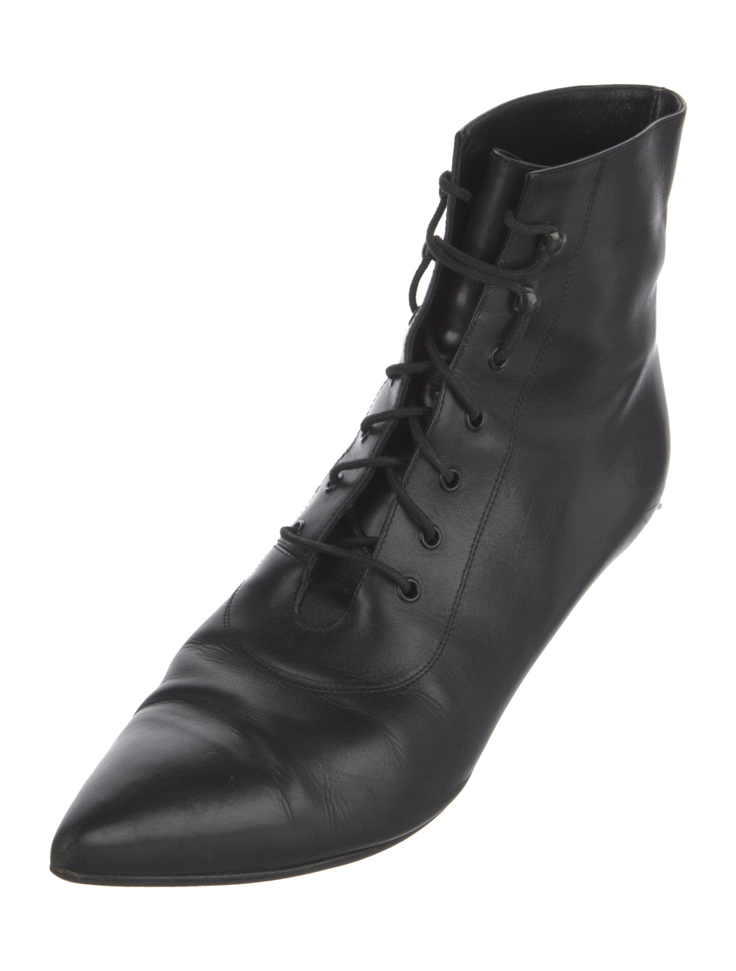 Saint Laurent Leather Lace-Up Boots