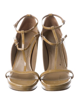 Saint Laurent Patent Leather T-Strap Sandals