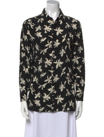 Saint Laurent Silk Floral Print Button-Up Top