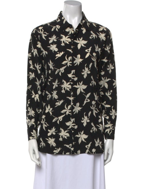 Saint Laurent Silk Floral Print Button-Up Top