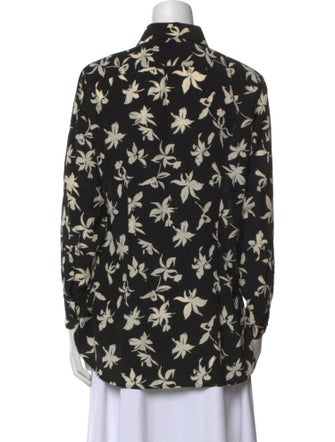 Saint Laurent Silk Floral Print Button-Up Top