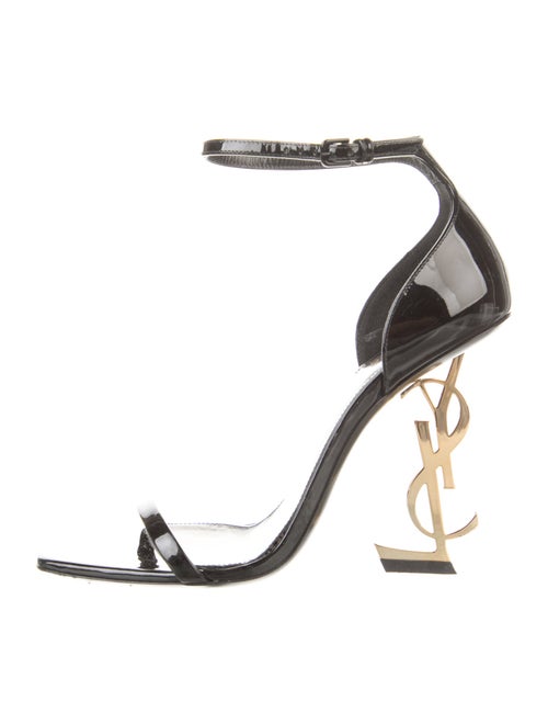 Saint Laurent Signature Logo Patent Leather Sandals