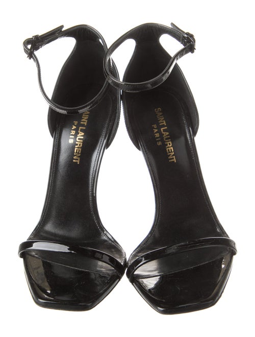 Saint Laurent Signature Logo Patent Leather Sandals