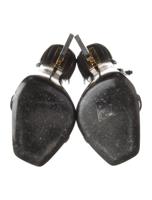 Saint Laurent Signature Logo Patent Leather Sandals