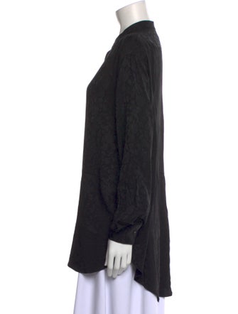 Saint Laurent Mock Neck Long Sleeve Button-Up Top