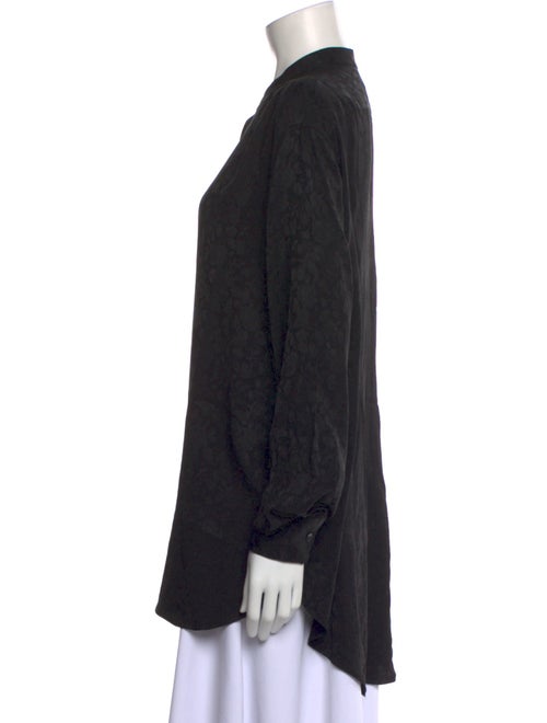 Saint Laurent Mock Neck Long Sleeve Button-Up Top