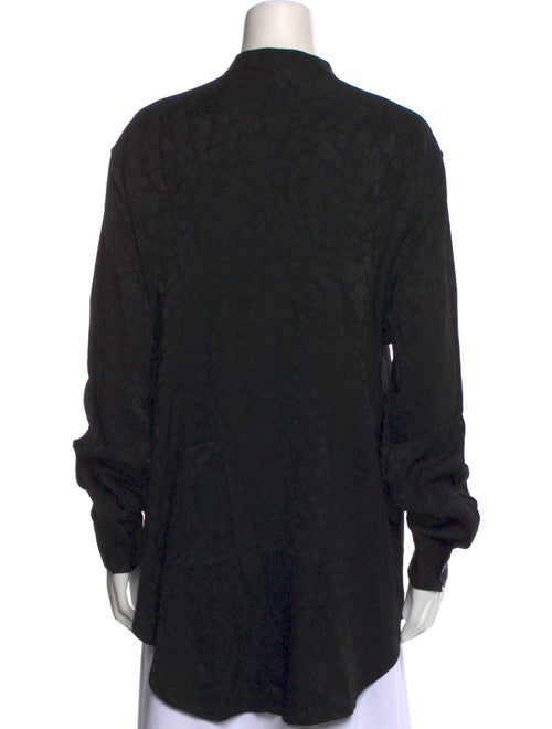 Saint Laurent Mock Neck Long Sleeve Button-Up Top