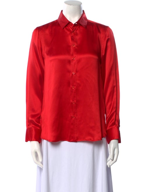 Saint Laurent Silk Long Sleeve Button-Up Top