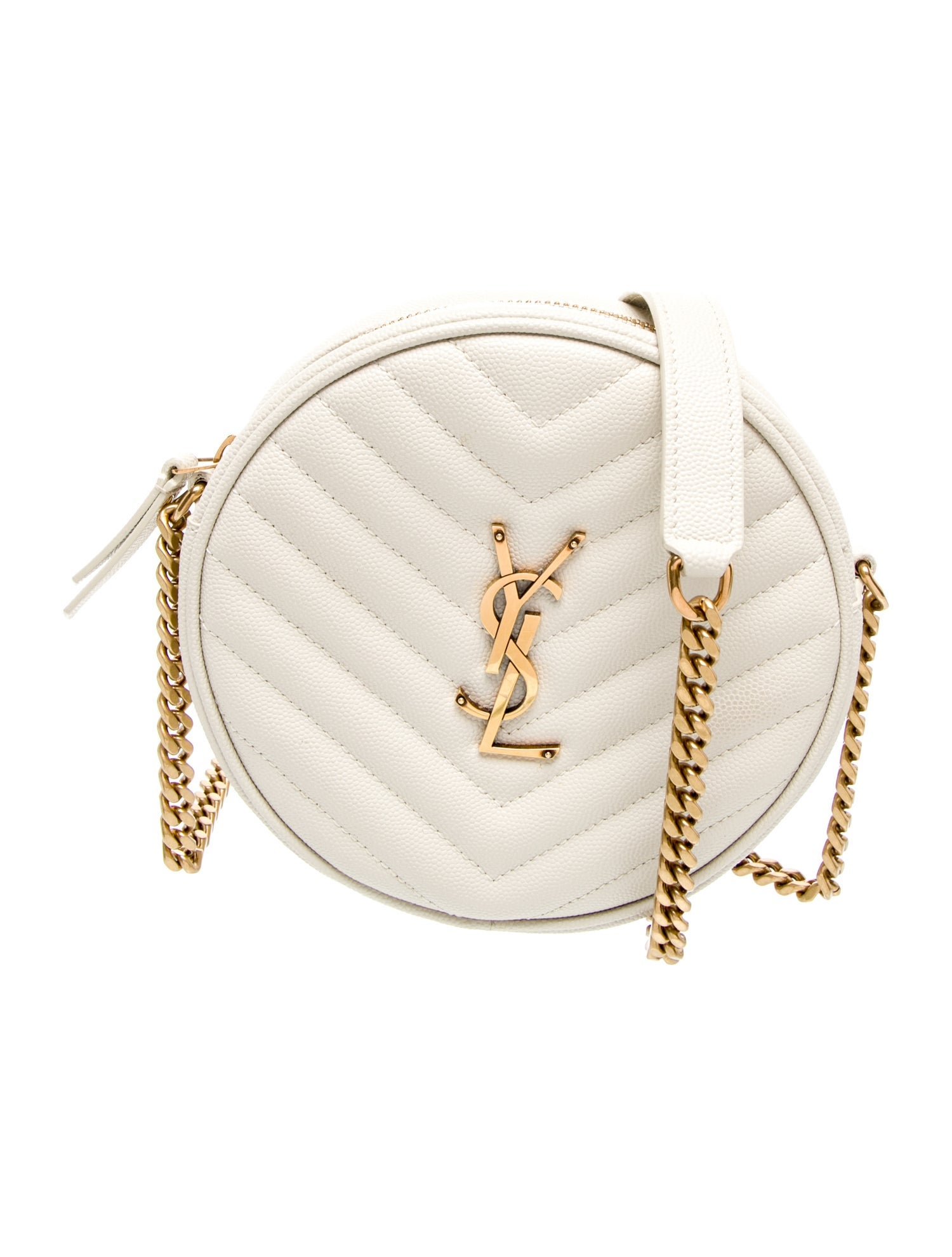Saint Laurent Quilted 2022 Grain de Poudre Monogram Matelasse Round Crossbody Bag Small 2022