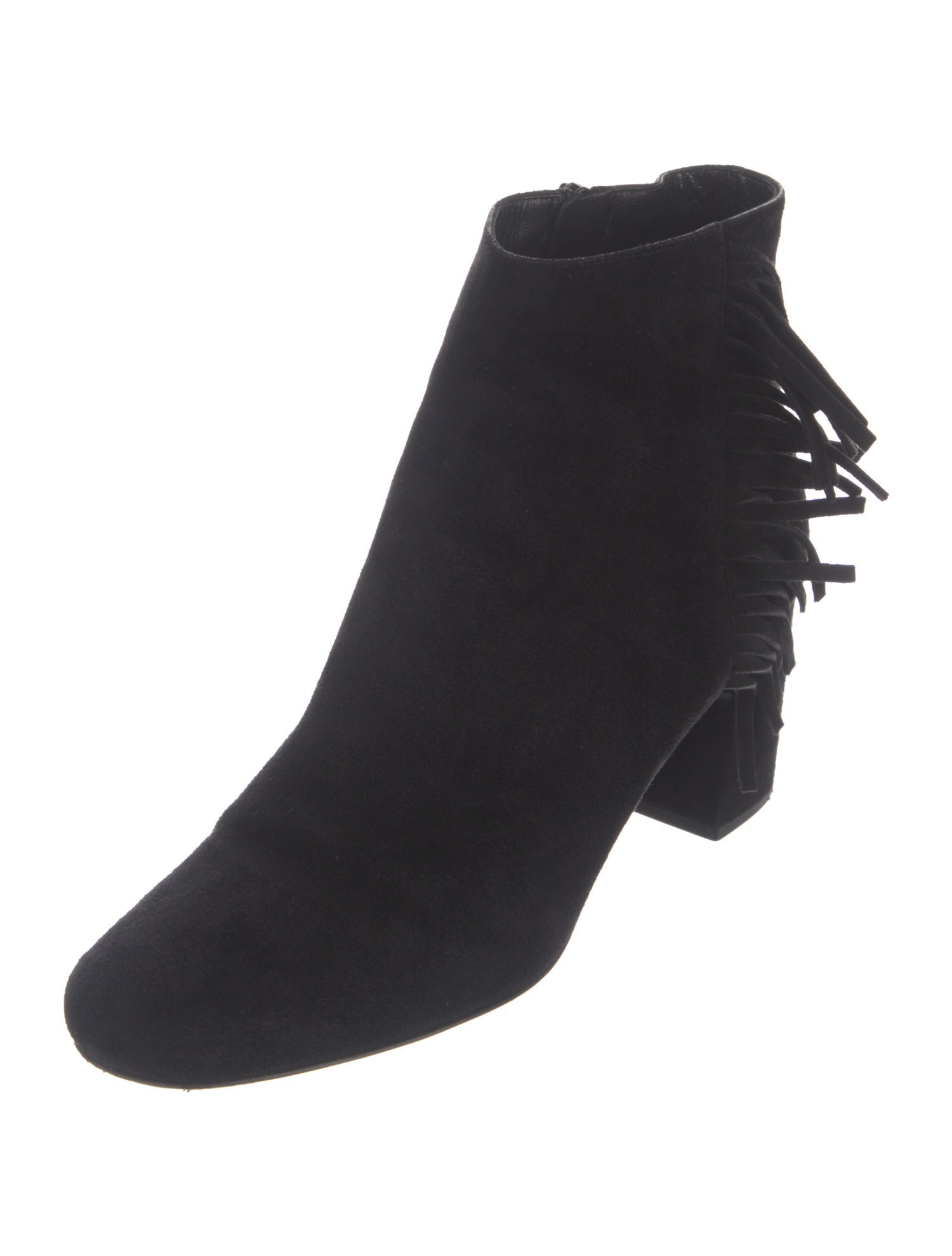 Saint Laurent Suede Fringe Trim Accent Boots