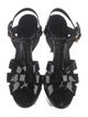 Saint Laurent Patent Leather Leather Trim Embellishment T-Strap Sandals