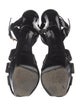 Saint Laurent Patent Leather Leather Trim Embellishment T-Strap Sandals