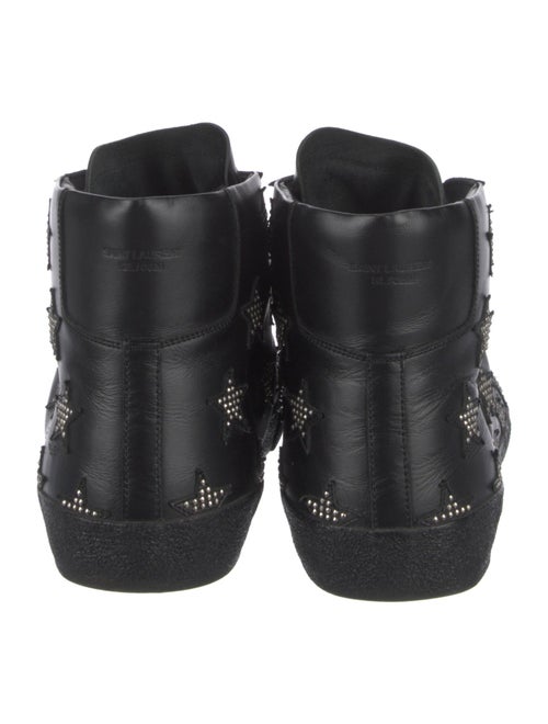 Saint Laurent Leather Studded Accents Lace-Up Boots