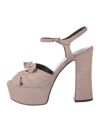 Saint Laurent Suede Bow Accents Slingback Pumps