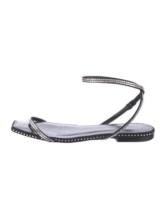 Saint Laurent Leather Crystal Embellishments Sandals