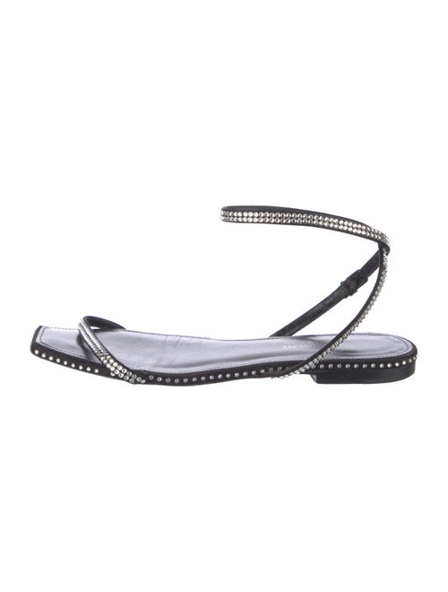Saint Laurent Leather Crystal Embellishments Sandals