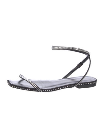 Saint Laurent Leather Crystal Embellishments Sandals