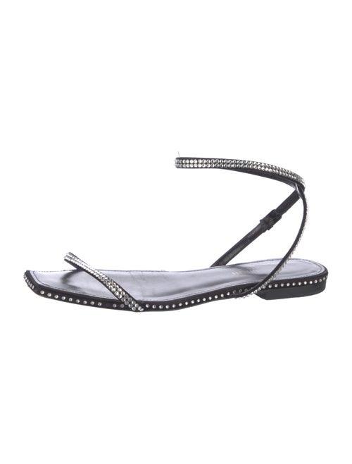 Saint Laurent Leather Crystal Embellishments Sandals