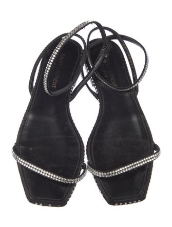 Saint Laurent Leather Crystal Embellishments Sandals