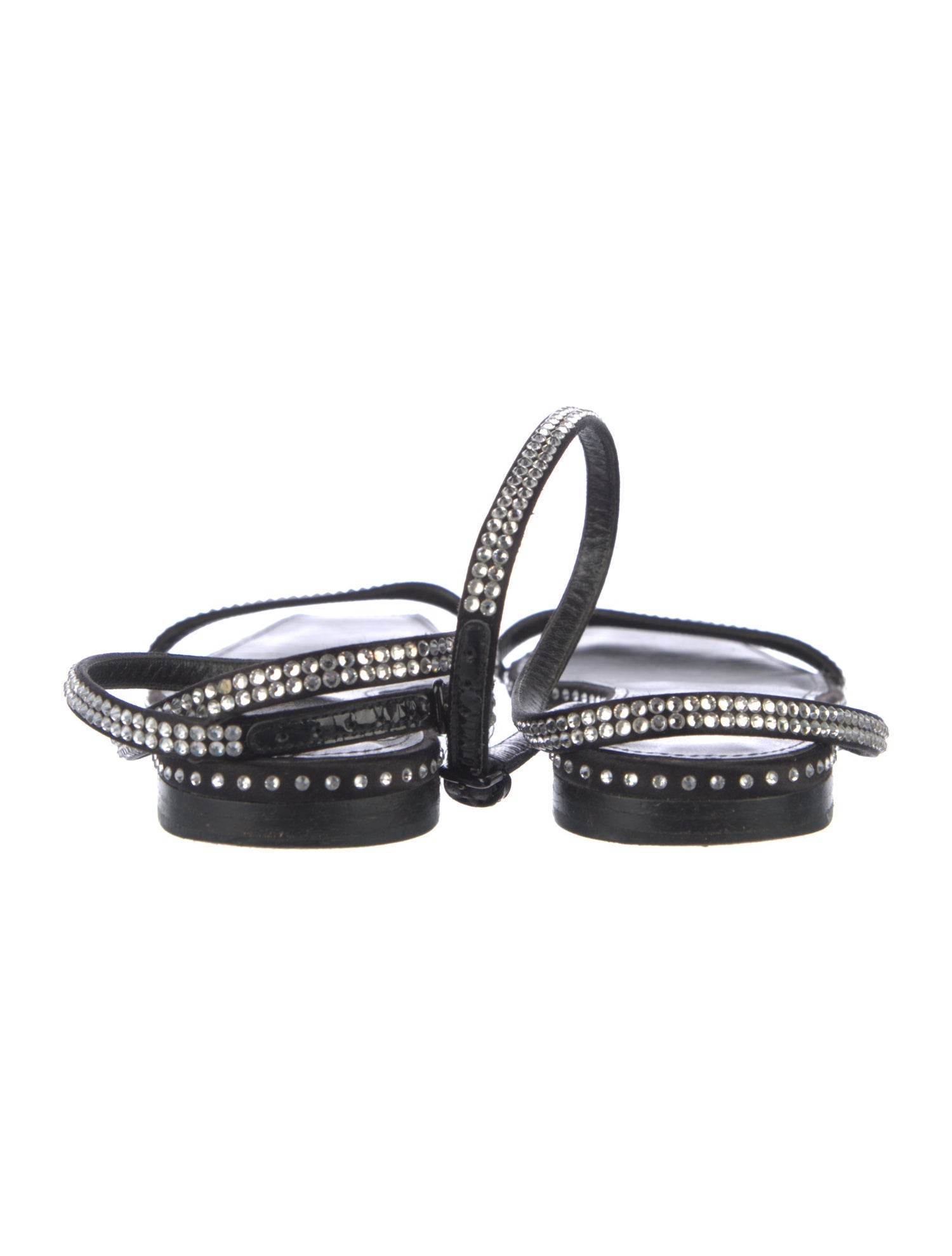 Saint Laurent Leather Crystal Embellishments Sandals