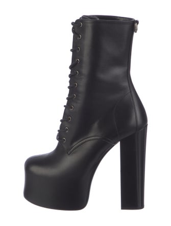 Saint Laurent Leather Lace-Up Boots