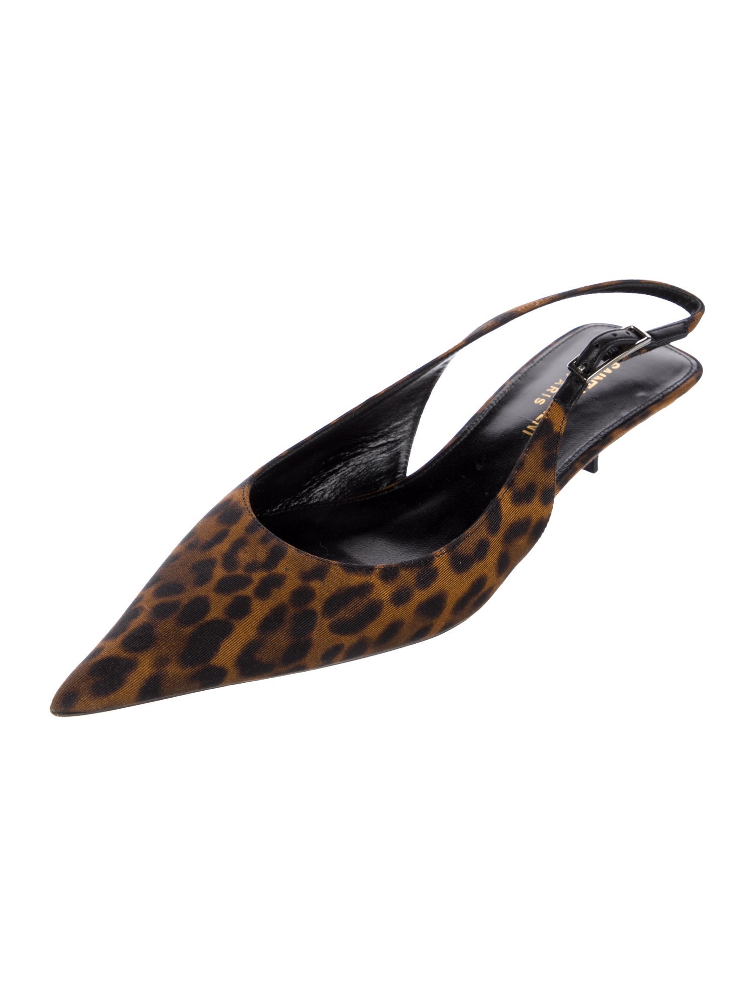 Saint Laurent Nylon Animal Print Slingback Pumps