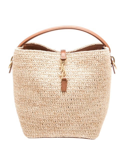 Saint Laurent Raffia Paris Raffia Le 37 Bucket Bag 2025