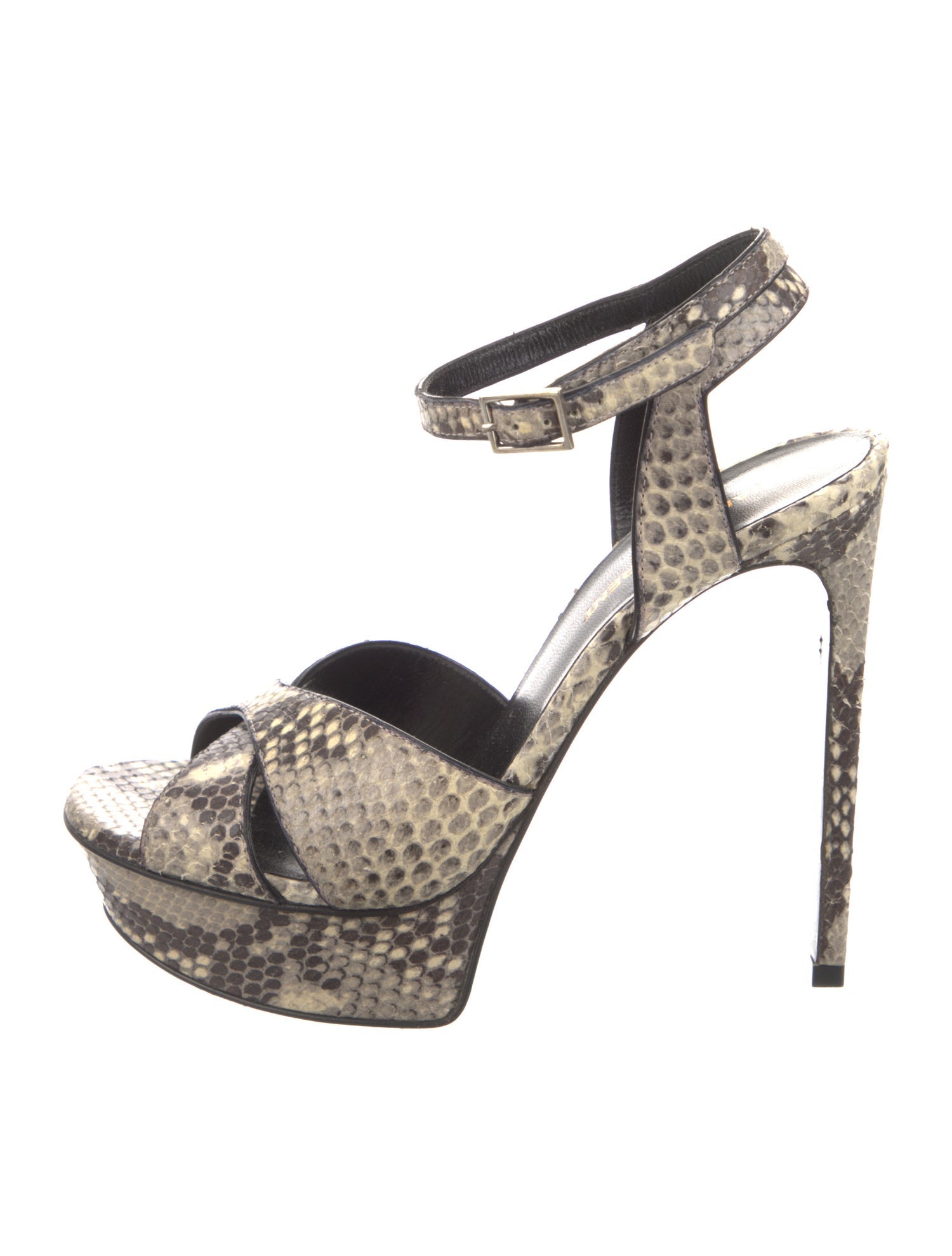 Saint Laurent Python Animal Print Slingback Pumps