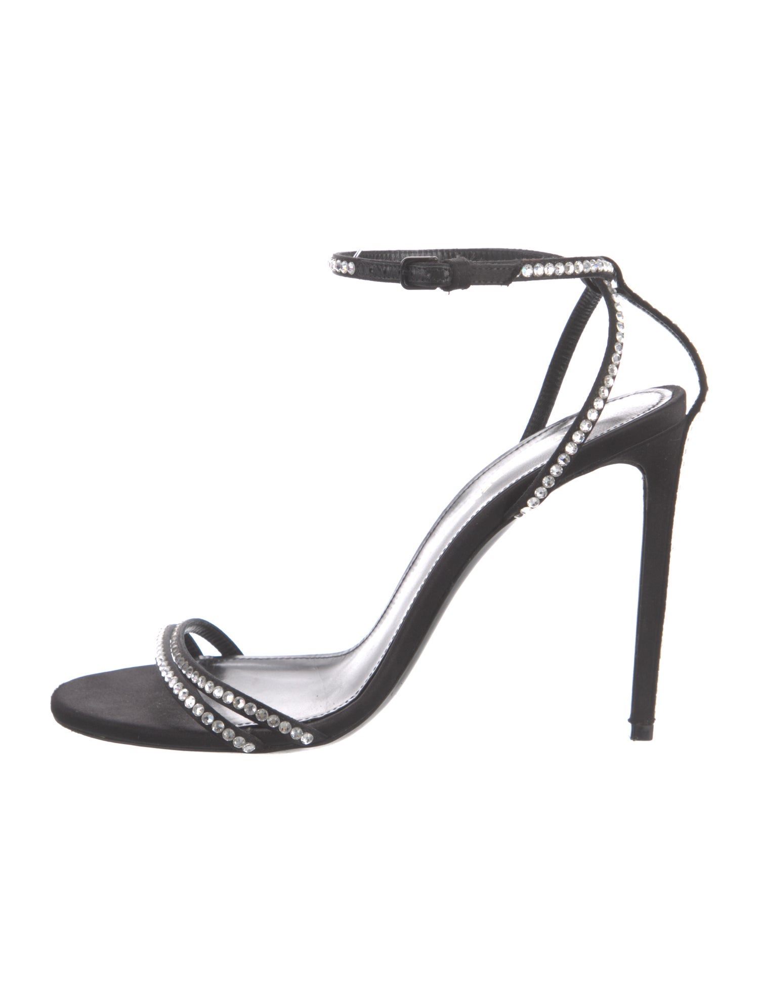 Saint Laurent Satin Crystal Embellishments Sandals