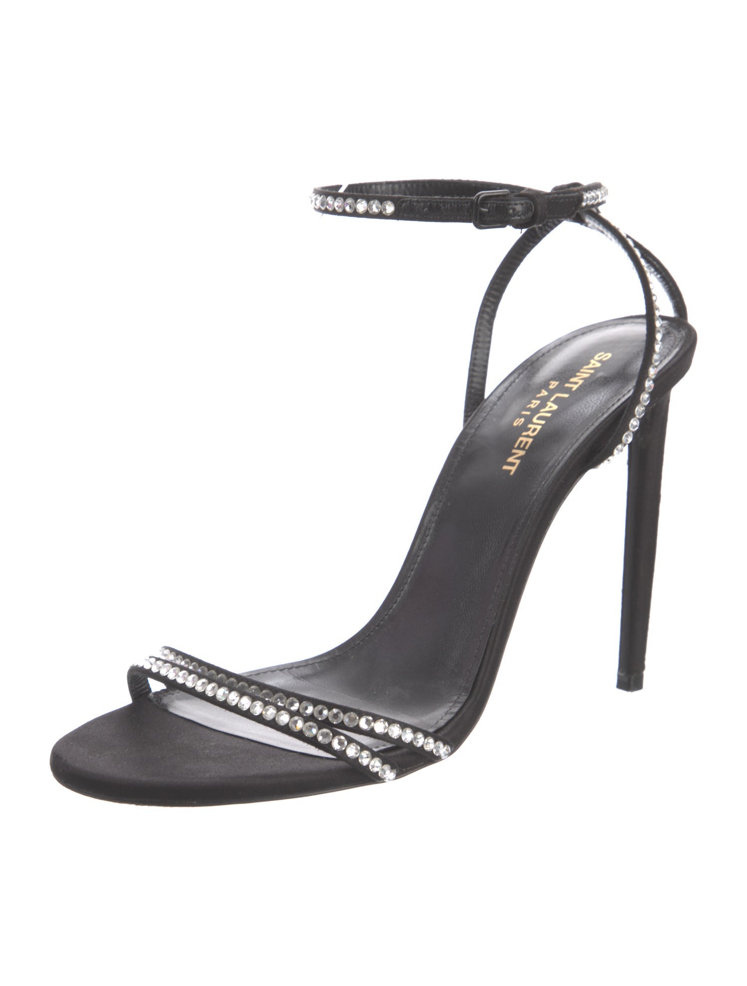 Saint Laurent Satin Crystal Embellishments Sandals