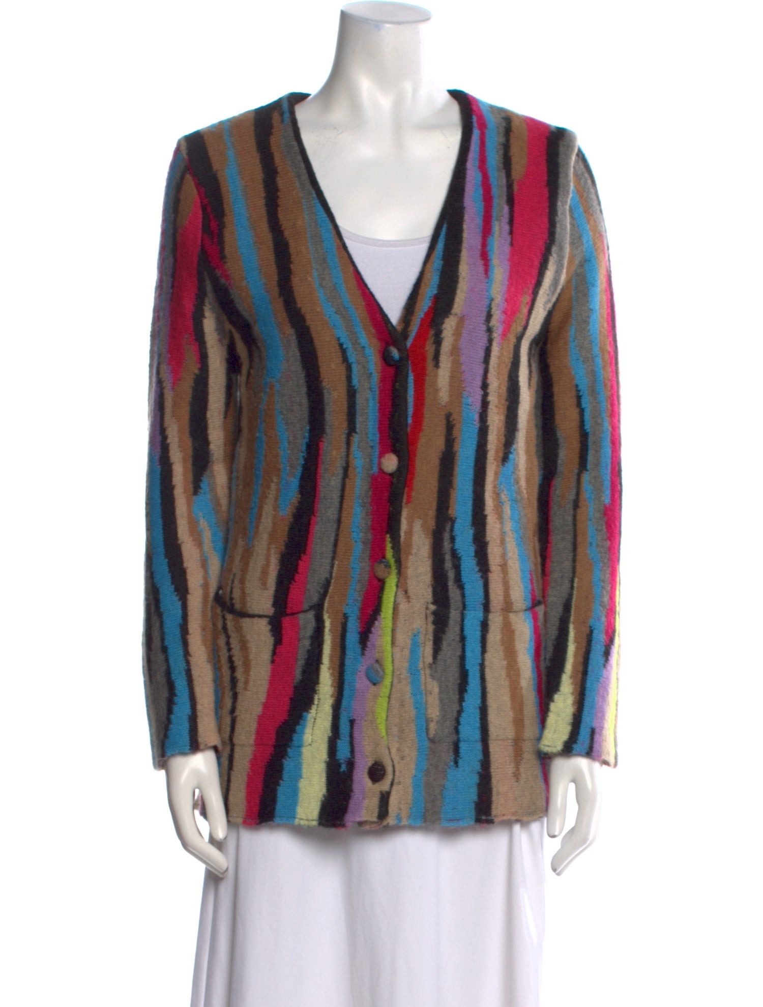 Saint Laurent Striped V-Neck Sweater