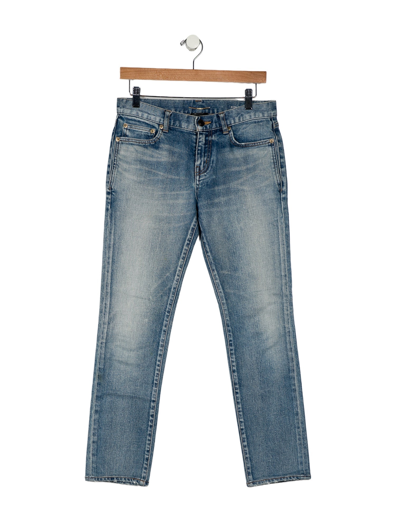 Saint Laurent Mid-Rise Straight Leg Jeans