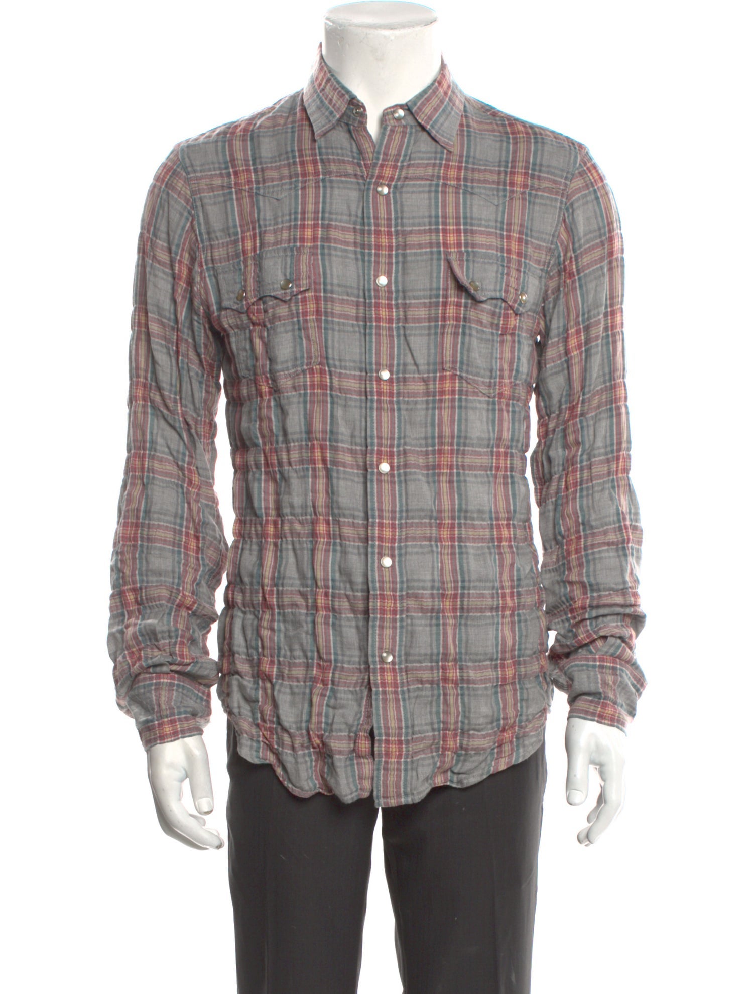 Saint Laurent 2016 Plaid Print Western Shirt