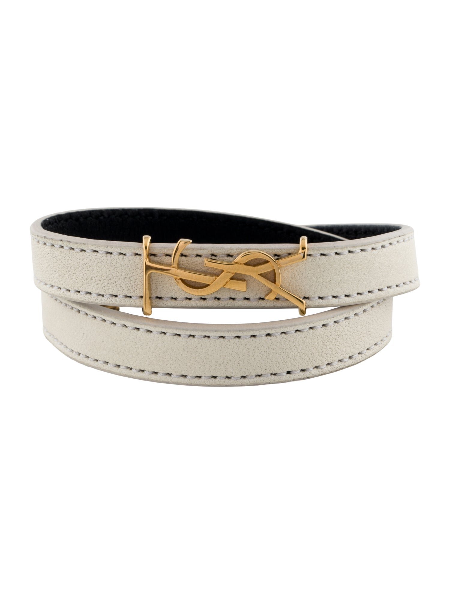 Saint Laurent Leather Double Wrap Bracelet