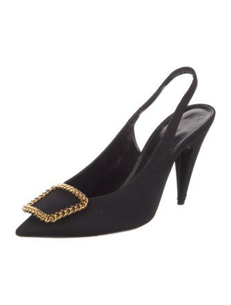 Saint Laurent Chain-Link Accents Slingback Pumps